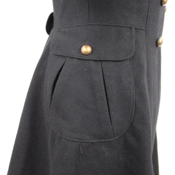 Tahari Black Wool Double-breasted Military Wool Coat Black 12   🎀 FIRM - Picture 5 of 14